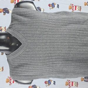 Tommy Hilfiger ribbed LG casual dark gray preppy cotton v-neck sweater vest